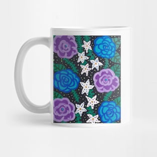 Purple and Blue Painterly Roses Mug